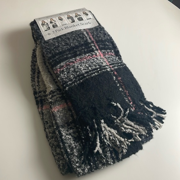 Emanuel Geraldo 2 Pack Blanket Scarf-with Fringe- One Size - Picture 1 of 12